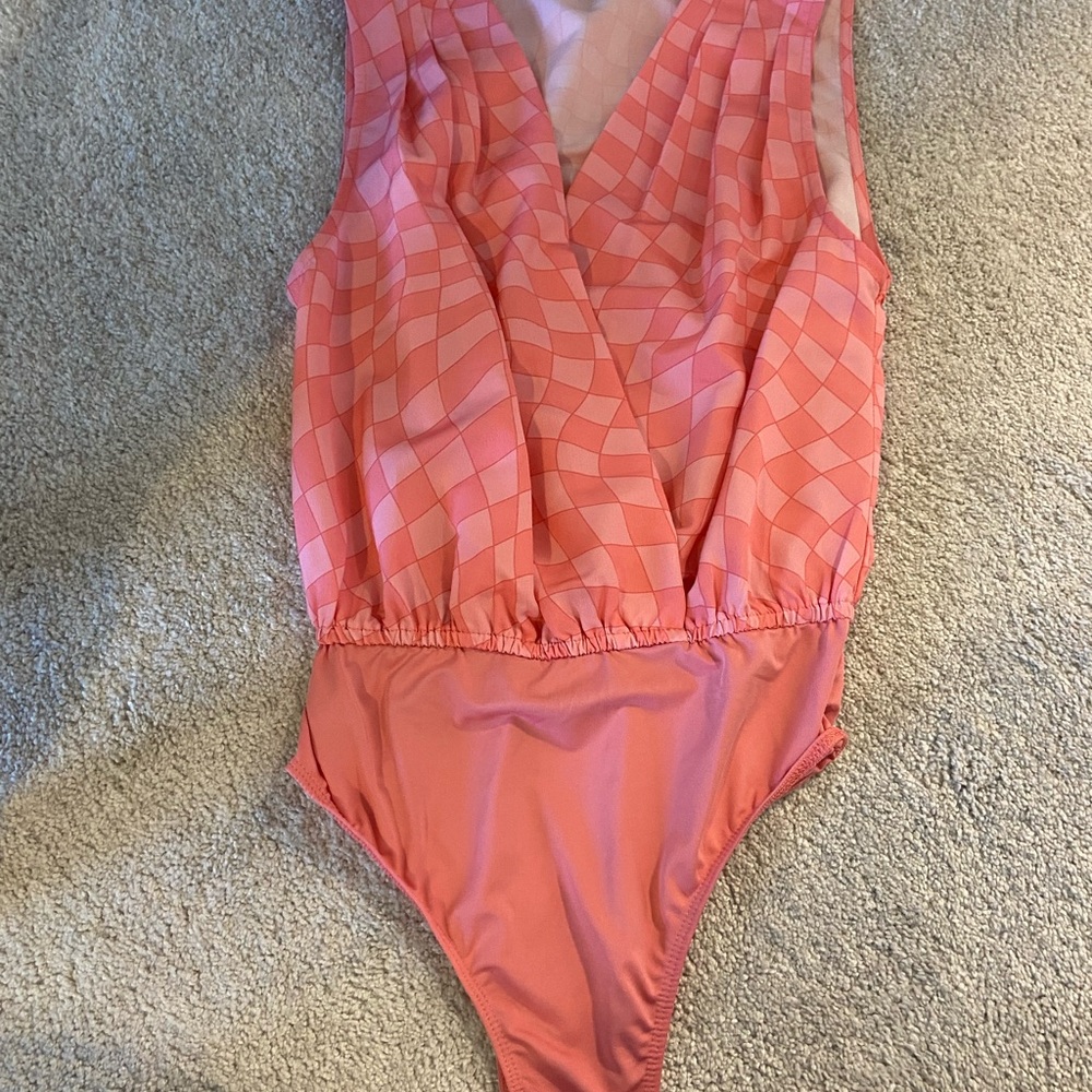 Pink Lily Checkered Pink Bodysuit